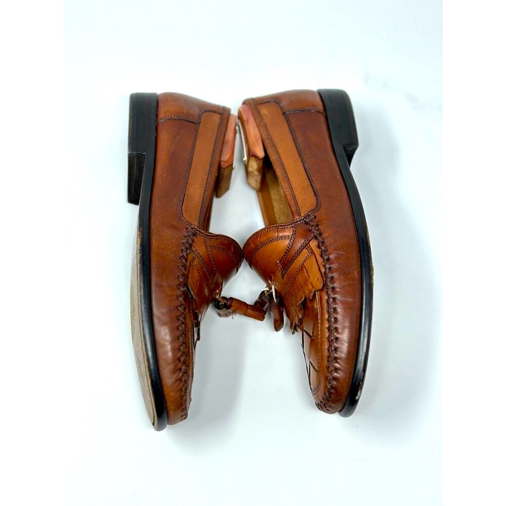GIORGIO BRUTINI Men’s Size 8 Le Glove Loafers Brown Leather Kiltie Tassel Shoes - Picture 8 of 13